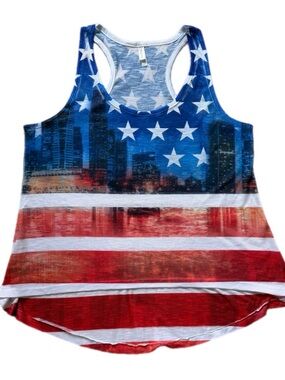Mark Classic Womens Flag Print Racerback Tank Top - Large